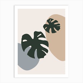 Monstera Leaves - Boho Design Art Print