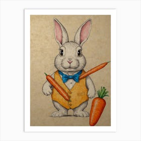 Rabbit With Carrots Art Print