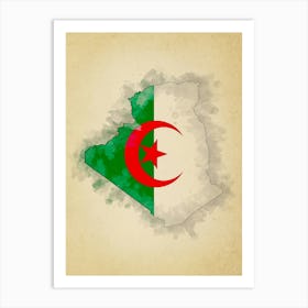 Algeria Flag Vintage Art Print