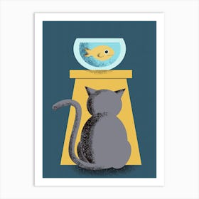 Cat And Fish Art Print