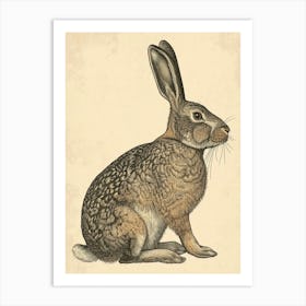 Flemish Giant Blockprint Rabbit Illustration 7 Art Print