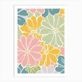 Gerberas Pastel Floral 2 Flower Art Print