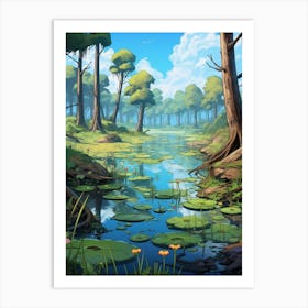 Swamp And Wetlands Cartoon 3 Art Print