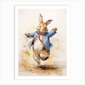 Bunny Dancing Rabbit Prints Watercolour 5 Art Print