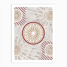 Geometric Abstract Glyph in Festive Gold Silver and Red n.0022 Art Print