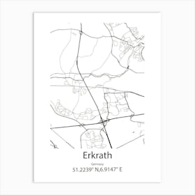 Erkrath,Germany Minimalist Map Art Print