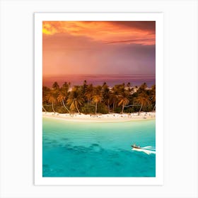 Sunset On A Tropical Island Art Print