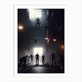 Group Of People In A Dark Room Art Print