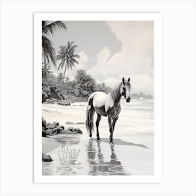 A Horse Oil Painting In Anse Source D Argent, Seychelles, Portrait 2 Art Print