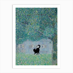 Farmhouse In Buchberg With A Black Cat   Gustav Klimt Inspired Art Print