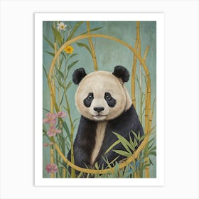 Panda Bear Bamboo Portrait Art Print