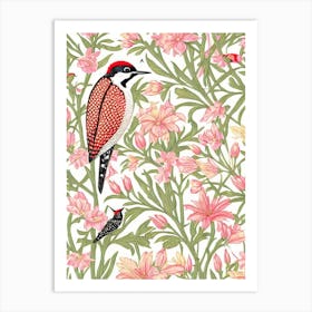 Woodpecker William Morris Style Bird Art Print