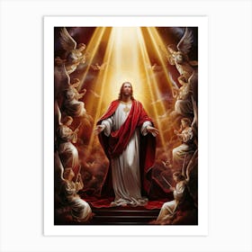 Jesus Christ With Angels Painting Art Print