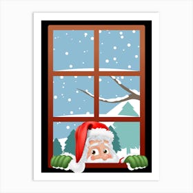 Peeping santa dark Art Print