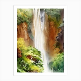 Sipi Falls, Uganda Water Colour  (1) Art Print