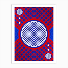 Geometric Abstract Glyph in White on Red and Blue Array n.0098 Art Print