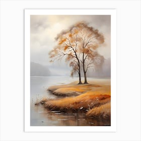 Two Trees By The Lake . 1 Art Print