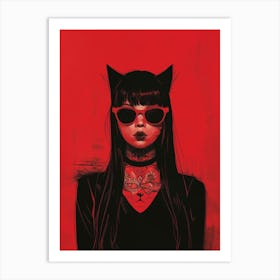 Cat Girl 4 Art Print