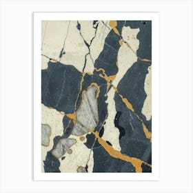 Black And Gold Marble 1 Art Print