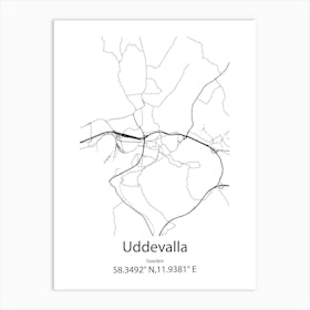 Uddevalla,Sweden Minimalist Map Art Print