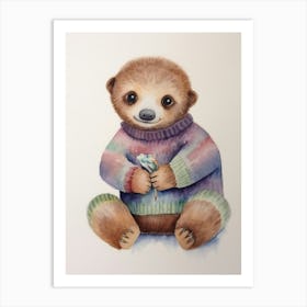 Baby Animal Watercolour Sloth Art Print