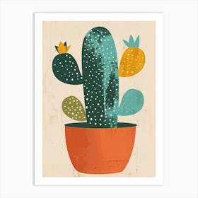 Pincushion Cactus Minimalist Abstract Illustration 3 Art Print