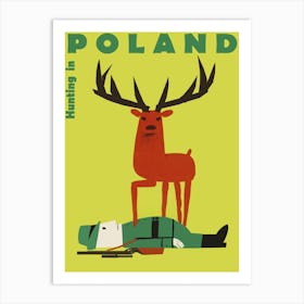 Hunting In Poland, Funny Vintage Travel Poster Art Print