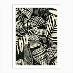 Palm Leaves In Black And White Art Print