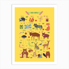 Nursery Poster Baby Woodland Forest Animals Art Print