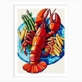 Lobster On A Plate Art Print