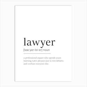 Lawyer Definition Poster - Dictionary Art Print