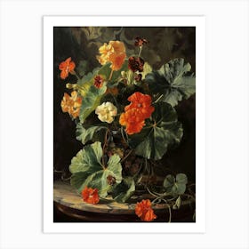 Baroque Floral Still Life Nasturtium 2 Art Print