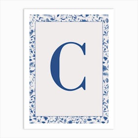 Letter C Monogram Initial Blue Art Print