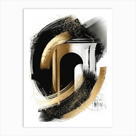 Gold And Black Abstract Painting 56 Art Print