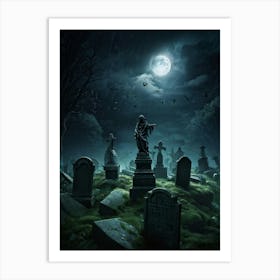 Graveyard At Night 17 Art Print