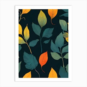 Autumn Leaves Seamless Pattern 10 Art Print