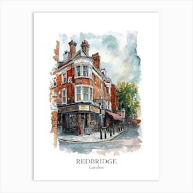 Redbridge London Borough   Street Watercolour 1 Poster Art Print