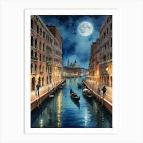 Venice At Night A Glimpse of Venice's Soul Art Print