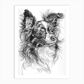 Papillon Dog Line Sketch 3 Art Print