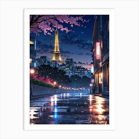 Eiffel Tower At Night Art Print