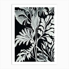 Sweet Cicely Leaf Linocut 2 Art Print