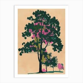 Alder Tree Colourful Illustration 4 Art Print