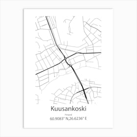 Kuusankoski,Finland Minimalist Map Art Print