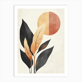 Sunset With Leaves Art Print