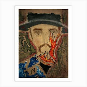 Hank Williams 4  With Flames  Art Print