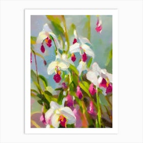Lady Slipper Orchid 2 Impressionist Painting Art Print