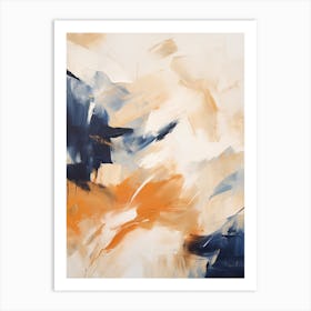 Navy And Orange Autumn Abstract Painting 1 Art Print
