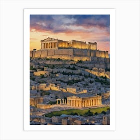 Acropolis At Sunset 1 Art Print