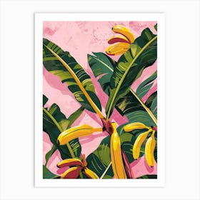 Bananas On Pink Art Print