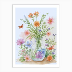 Watercolor Flowers In A Vase 8 Art Print